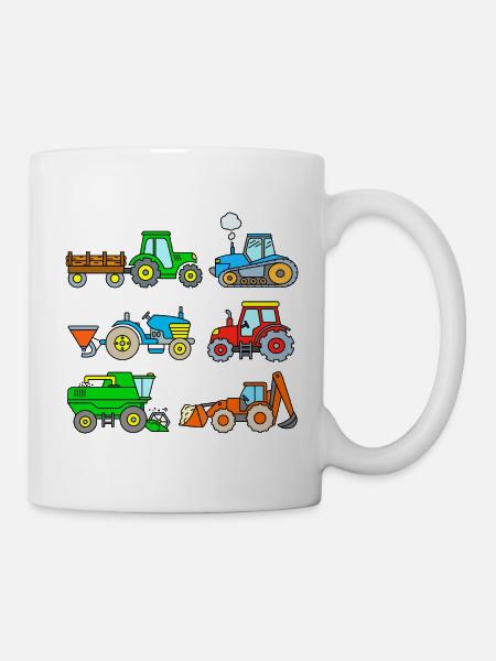 Red Tractor Moissonneuse-batteuse Excavatrice Ferme de tracteurs - Mug blanc - blanc