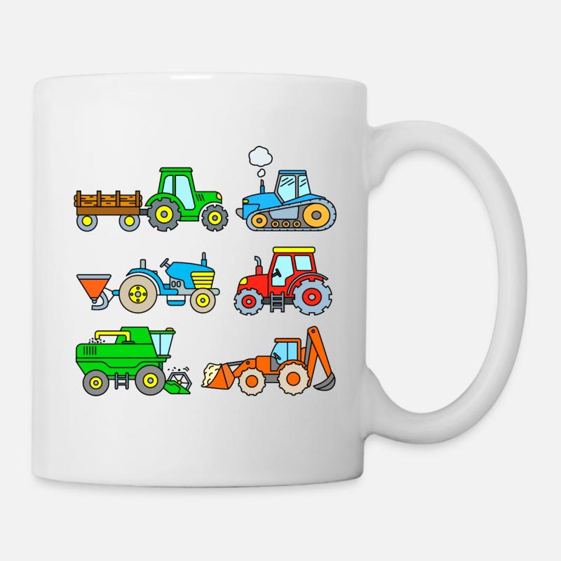 Red Tractor Moissonneuse-batteuse Excavatrice Ferme de tracteurs - Mug blanc - blanc