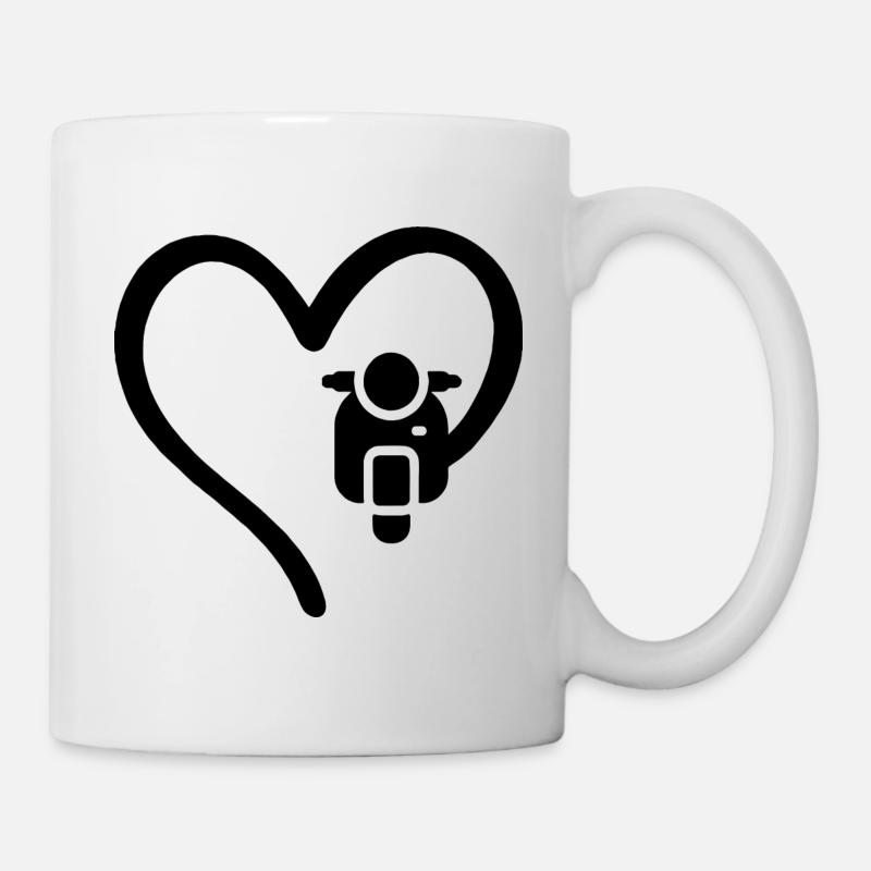 Motorroller Herz Scooter - Tasse - Weiß