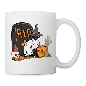 Süße und gruselige Halloween Siamkatze - Tasse - Weiß - Rechts