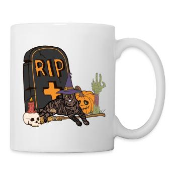 Cute and creepy shorthair cat Halloween - Mug - white - Right