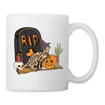 Cute and creepy Ocicat Halloween cat - Mug - white - Right