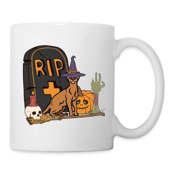 Cute and creepy Abyssinian cat Halloween - Mug - white - Right