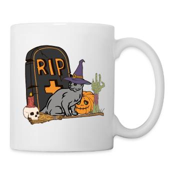 Mignon et effrayant chat d’Halloween bleu russe - Mug blanc - blanc - Droite