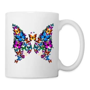 Frau Mädchen Schmetterlinge Gänseblümchen Design - Tasse - Weiß - Rechts