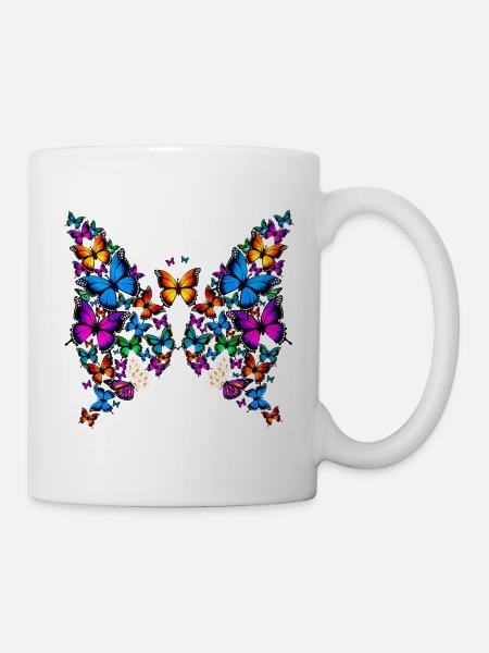 Frau Mädchen Schmetterlinge Gänseblümchen Design - Tasse - Weiß