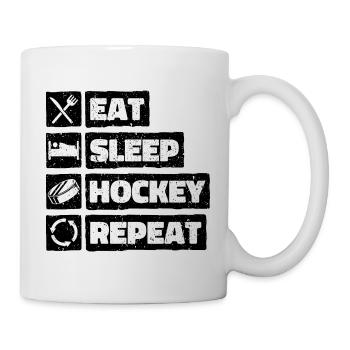 Eat Sleep Hockey Répéter le sport de hockey sur glace rétro - Mug blanc - blanc - Droite