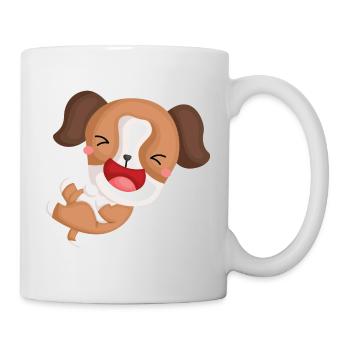 Niedlicher Hund am Kichern - Tasse - Weiß - Rechts