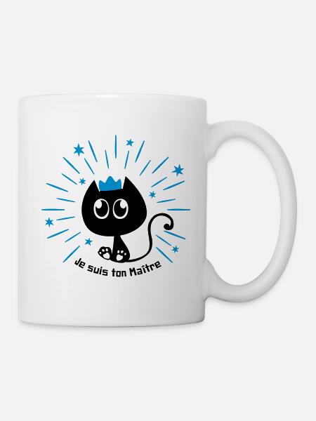 Chat, je suis ton maître ! Humour de chat - Mug blanc - blanc