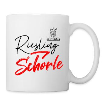 Winegod lustiger Spruch Riesling Schorle - Tasse - Weiß - Rechts