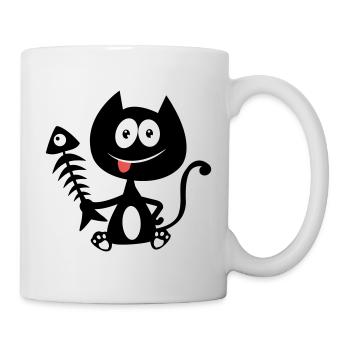 Gourmet cat, fish eater! Cat humor - Mug - white - Right