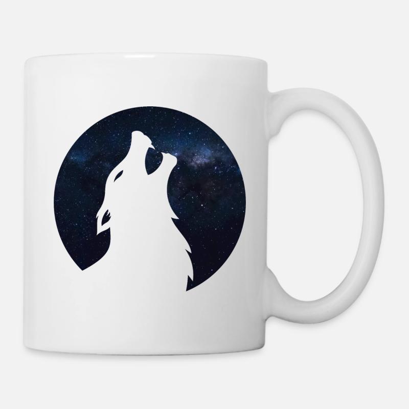 Silhouette de loup Galaxy - Mug blanc - blanc
