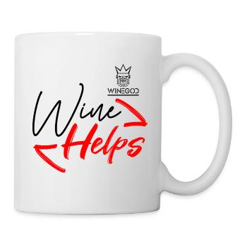 Winegod lustiger Spruch Wine Helps - Tasse - Weiß - Rechts