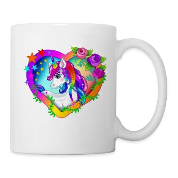 Regenbogen Einhorn - Regenbogeneinhorn - Tasse - Weiß - Rechts