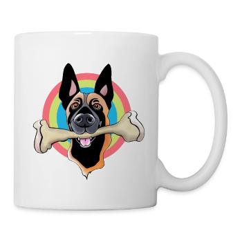 malinois avec os - Mug blanc - blanc - Droite