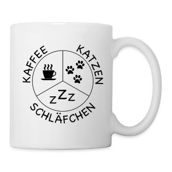 Kaffee, Katzen und Schläfchen - Tasse - Weiß - Rechts