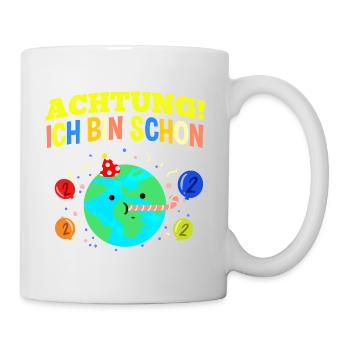 Achtung Ich Bin Schon 2 Geburtstag Erde - Tasse - Weiß - Rechts