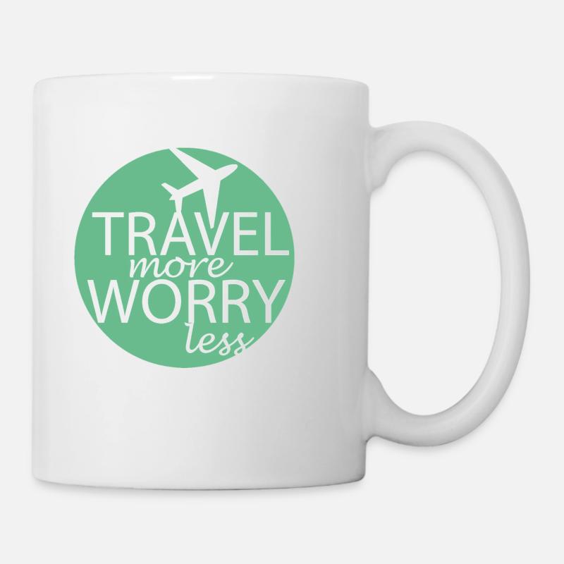 Travel more worry less - mintgrün - Tasse - Weiß