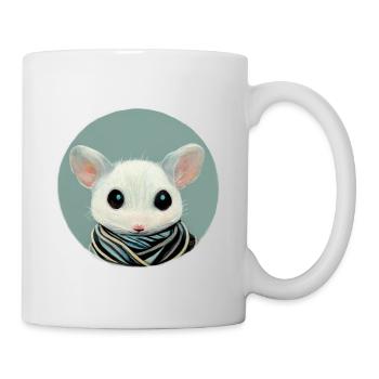 Small white mouse with scarf in a circle - Mug - white - Right