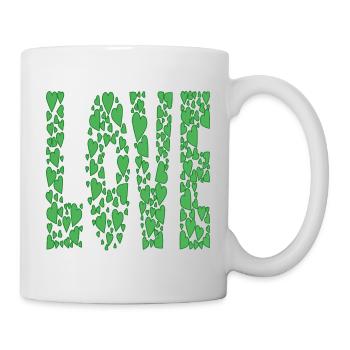 grün-Herzen-LOVE - Tasse - Weiß - Rechts