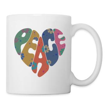 Bunte Friedensblume Herz für Männer Frauen & Kinder - Tasse - Weiß - Rechts
