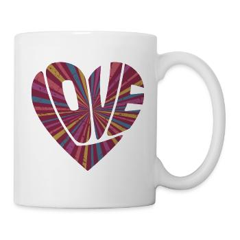 Buntes Liebesherz Cooles Geschenk für Männer Frauen & Kinder - Tasse - Weiß - Rechts