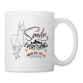 Lama Alpaga Smile et tout ira bien - Mug blanc - blanc - Droite
