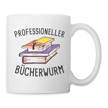 Professioneller Bücherwurm Geschenk für Leseratten - Tasse - Weiß - Rechts