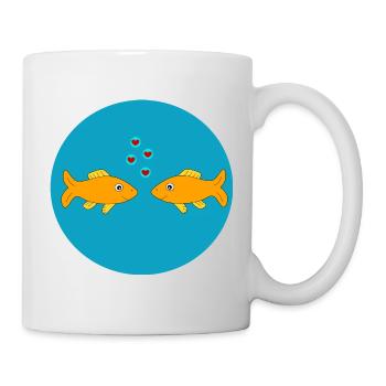 Fish, Fish, Fishing, Angler, Couple, Couple, Heart - Mug - white - Right