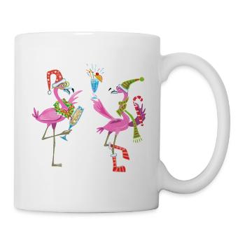 Flamant rose Noël. Cadeau de Noël - Mug blanc - blanc - Droite