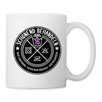 Schonend behandeln Schachtel 75 | Farben änderbar - Tasse - Weiß - Rechts
