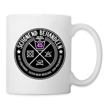 Schonend behandeln Schachtel 45 | Farben änderbar - Tasse - Weiß - Rechts
