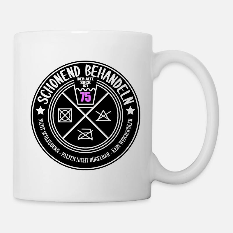 Schonend behandeln Sack 75 | Farben änderbar - Tasse - Weiß