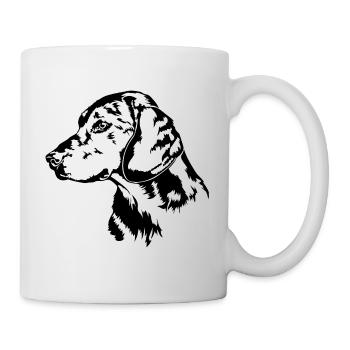 ALPENLÄNDISCHE DACHSBRACKE Hundeportrait Wilsigns - Tasse - Weiß - Rechts