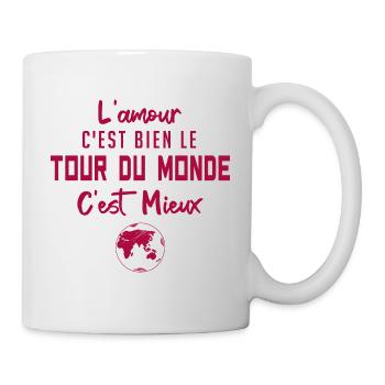 l'amour c'est bien le tour du monde c'est mieux - Mug blanc - blanc - Droite