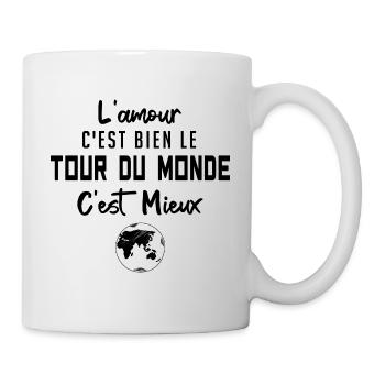 l'amour c'est bien le tour du monde c'est mieux - Mug blanc - blanc - Droite