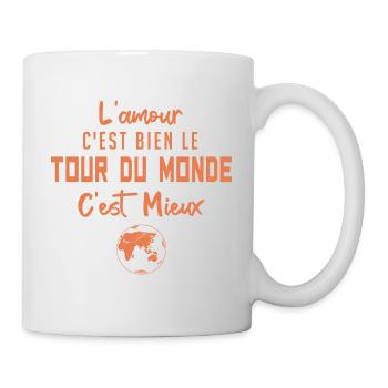 l'amour c'est bien le tour du monde c'est mieux - Mug blanc - blanc - Droite