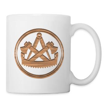 Zimmermann Zimmerer Zunft Logo Wappen Holz Dunkel - Tasse - Weiß - Rechts