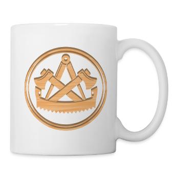 Zimmermann Zimmerer Zunft Logo Wappen Holz Hell - Tasse - Weiß - Rechts