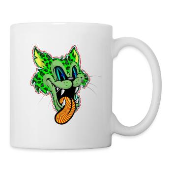 Leopard Grün Comic Psychedelisch - Tasse - Weiß - Rechts