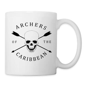 funny archery motif with skull, arrows - Mug - white - Right