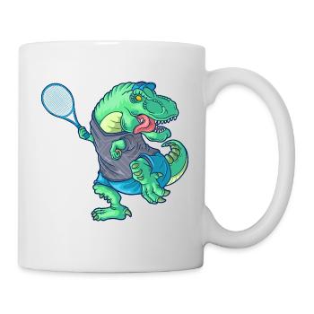Tennis Saurus Dinosaur T-Rex avec raquette de tennis - Mug blanc - blanc - Droite