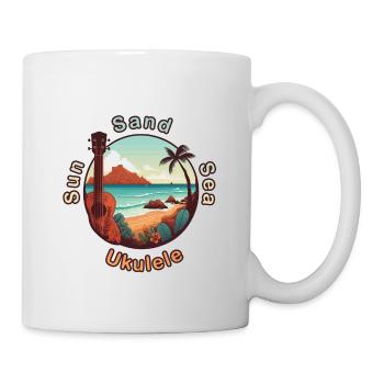 Sun, sand and ukulele - on holiday and at home - Mug - white - Right