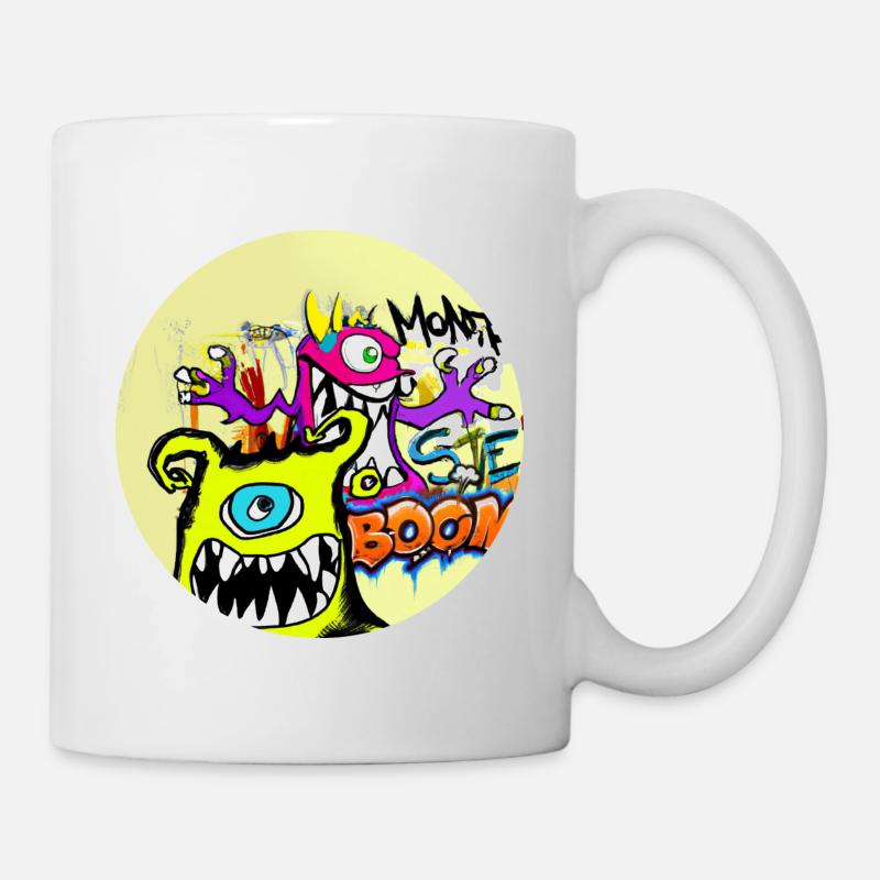 Grafitti Monster Boom - Tasse - Weiß