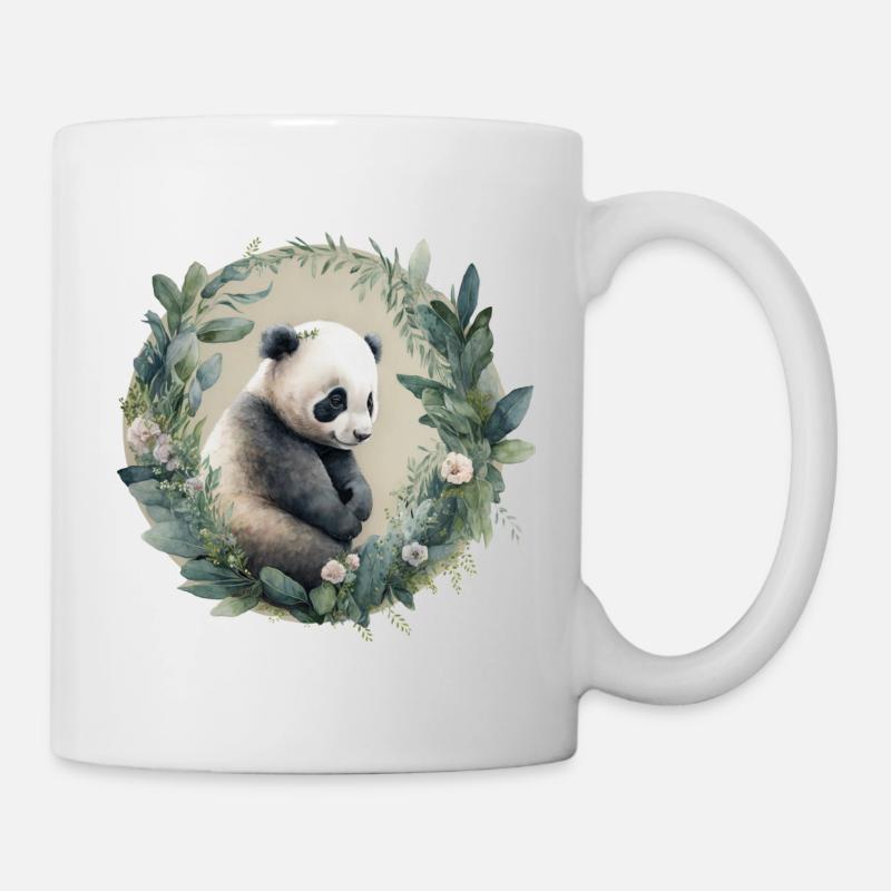 Panda mit Eukalyptus - Tasse - Weiß