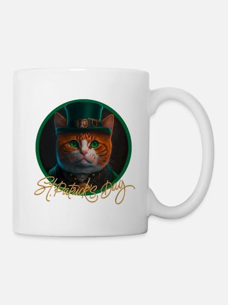 St Patrick s Day Katze - Tasse - Weiß