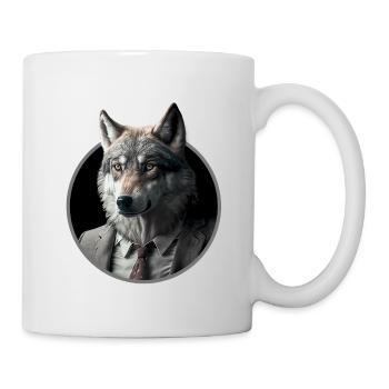 Loup d’affaires cool en costume - Mug blanc - blanc - Droite