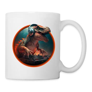 Dino DJ Musiker Kinder Party Geschenk Shirt - Tasse - Weiß - Rechts