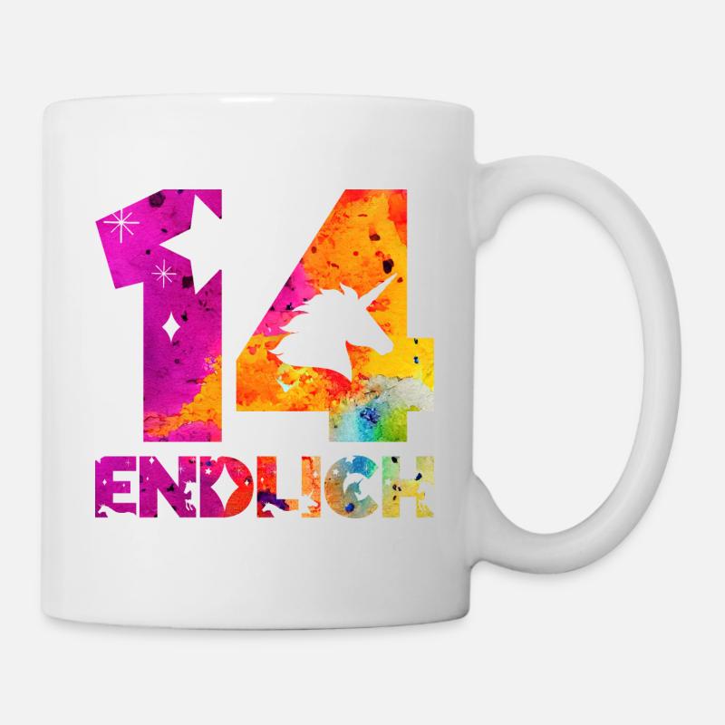 ENDLICH 14 EINHORN 14. GEBURTSTAG - Tasse - Weiß
