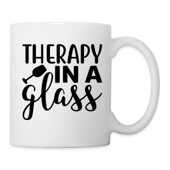 Therapy In A Glass - Lustiger Wein Spruch - Tasse - Weiß - Rechts